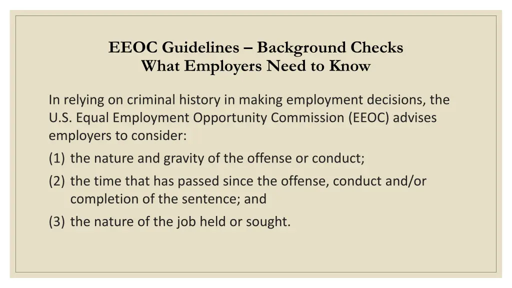 eeoc guidelines background checks what employers
