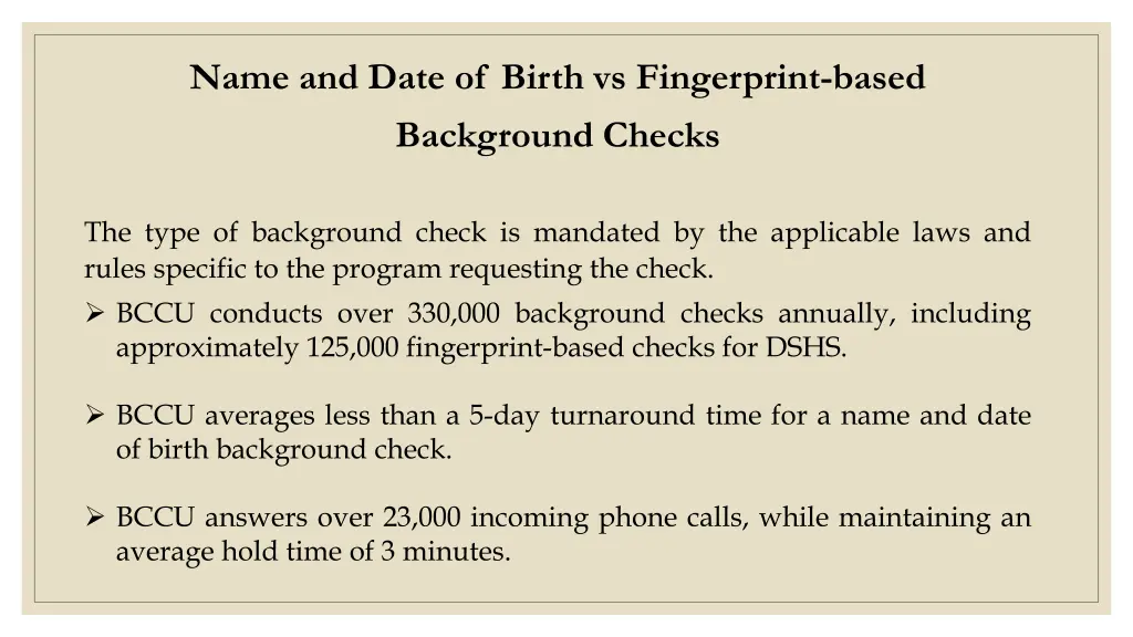 name and date of birth vs fingerprint based