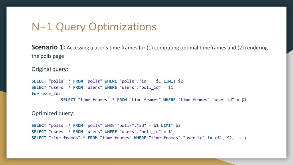 n 1 query optimizations