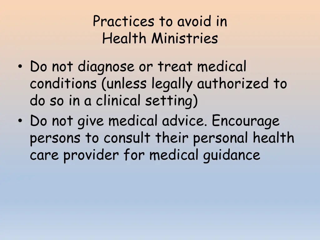 practices to avoid in health ministries 2