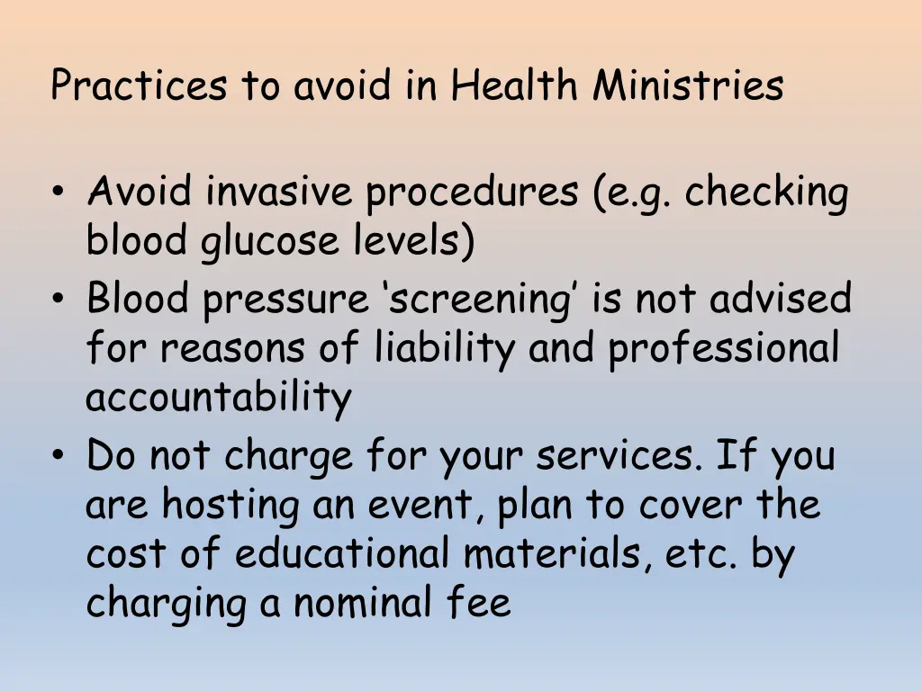 practices to avoid in health ministries