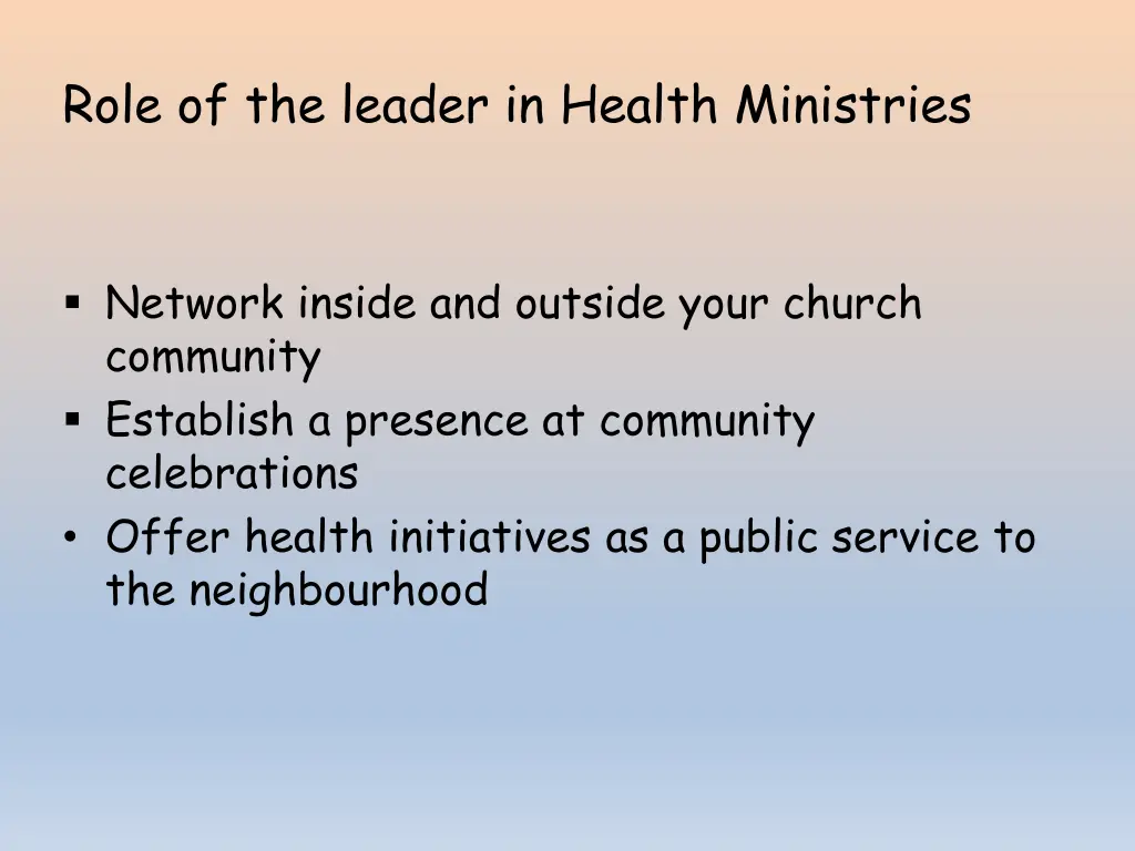 role of the leader in health ministries 1