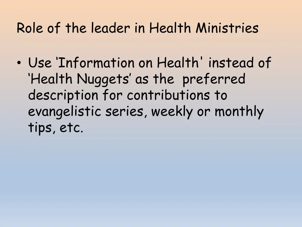 role of the leader in health ministries 2