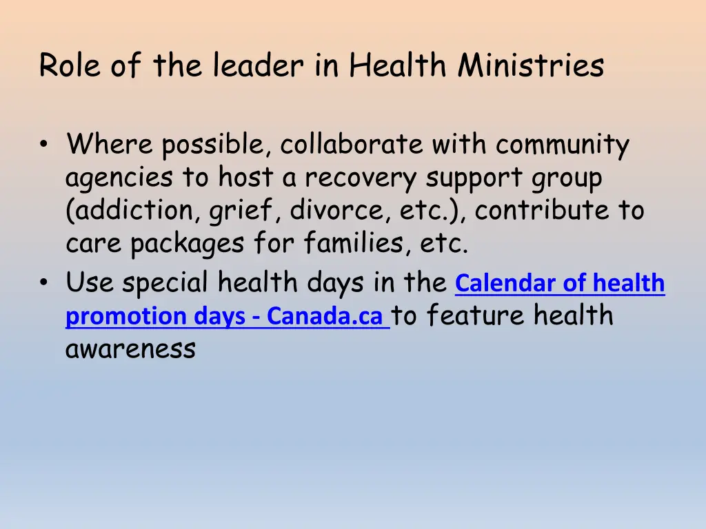 role of the leader in health ministries 5