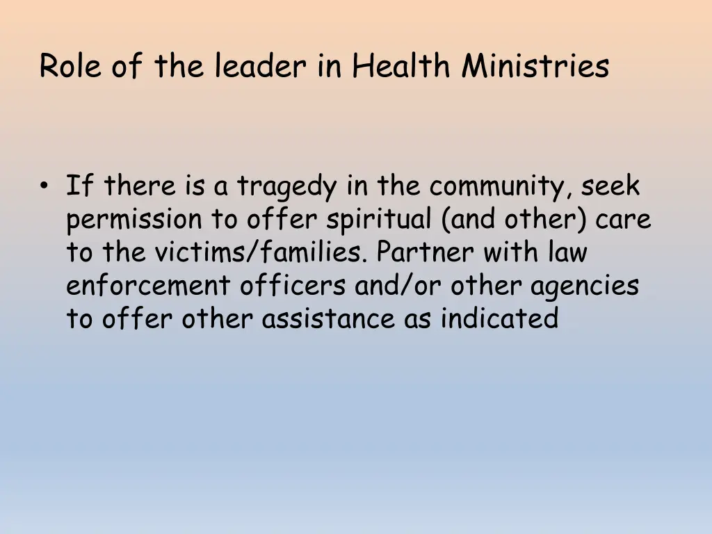 role of the leader in health ministries 6