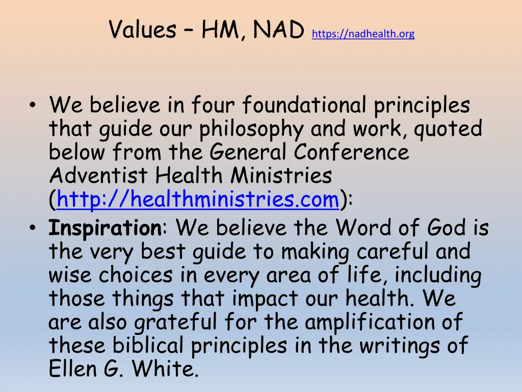 values hm nad https nadhealth org