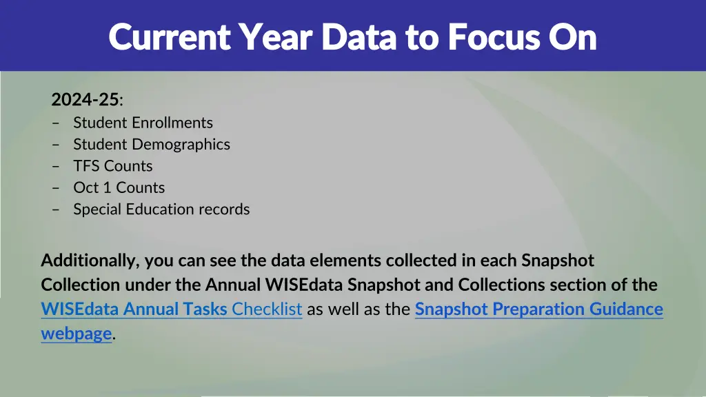 current year data to focus on current year data