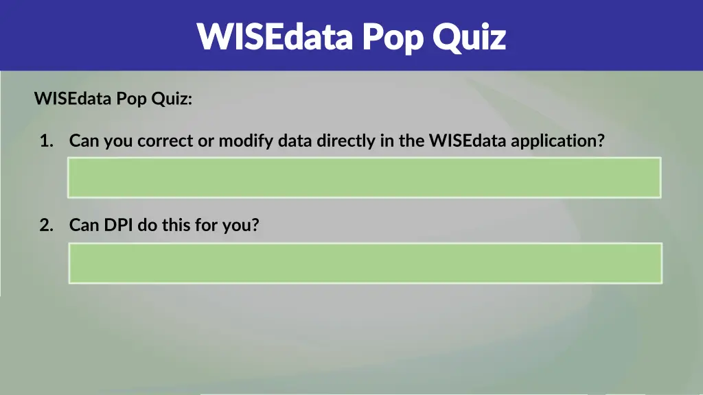 wisedata pop quiz wisedata pop quiz