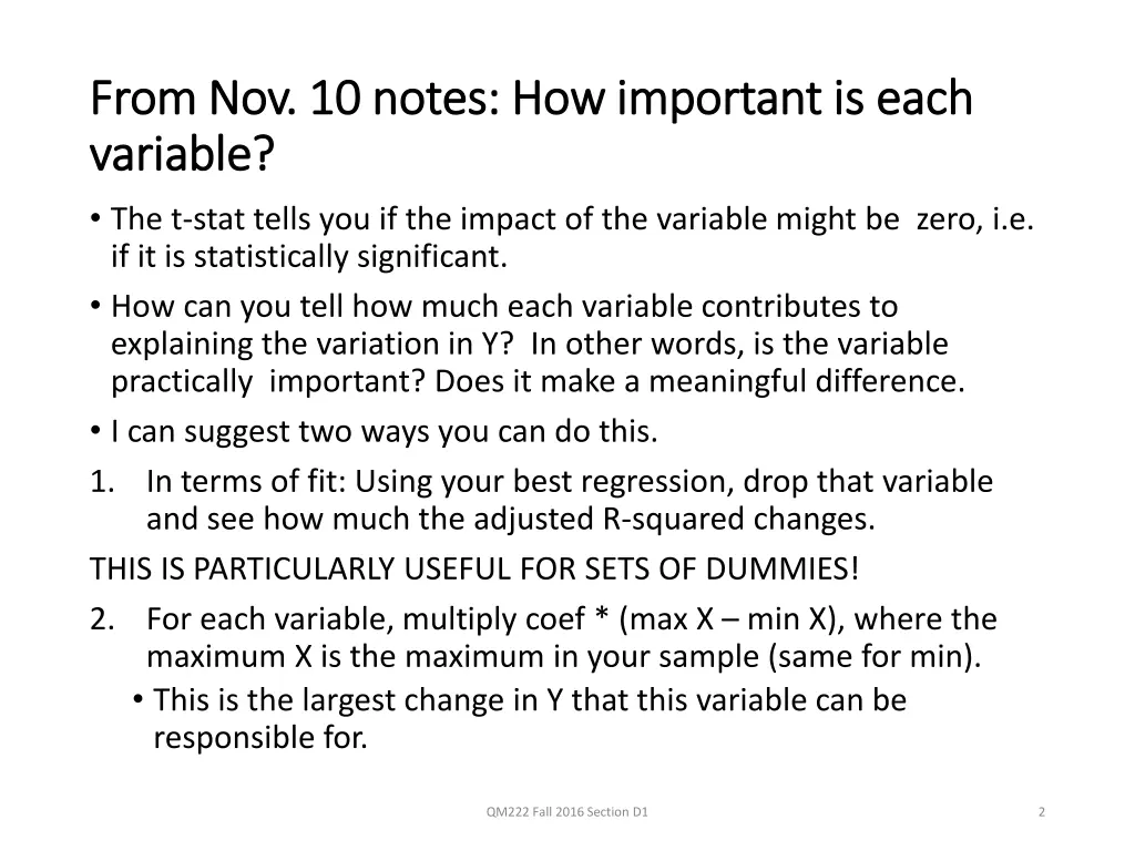 from nov 10 notes how important is each from