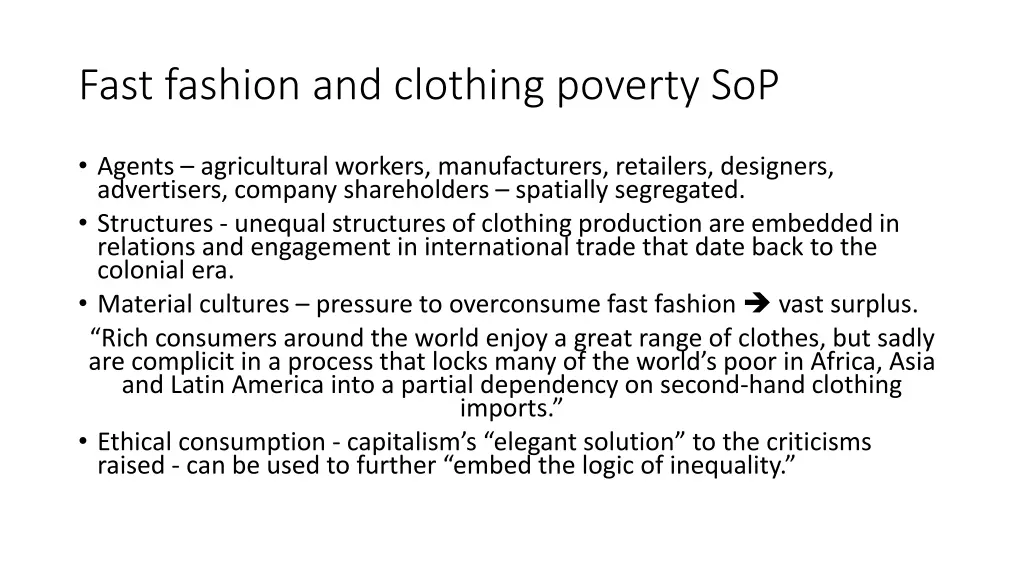 fast fashion and clothing poverty sop