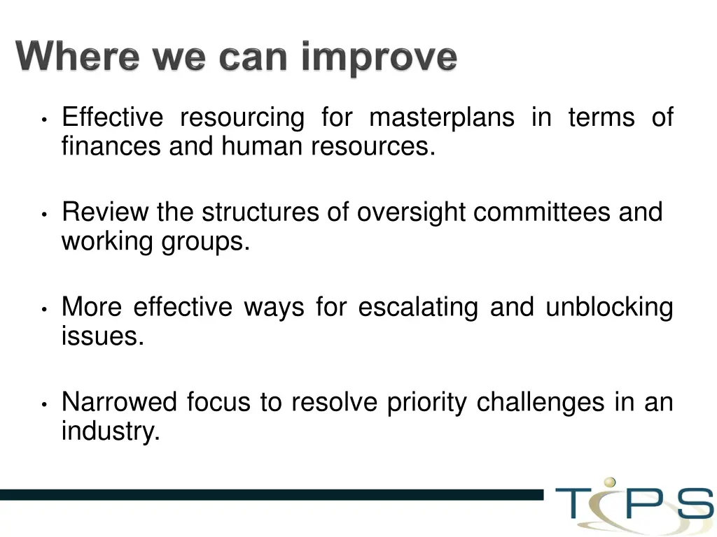 effective resourcing for masterplans in terms