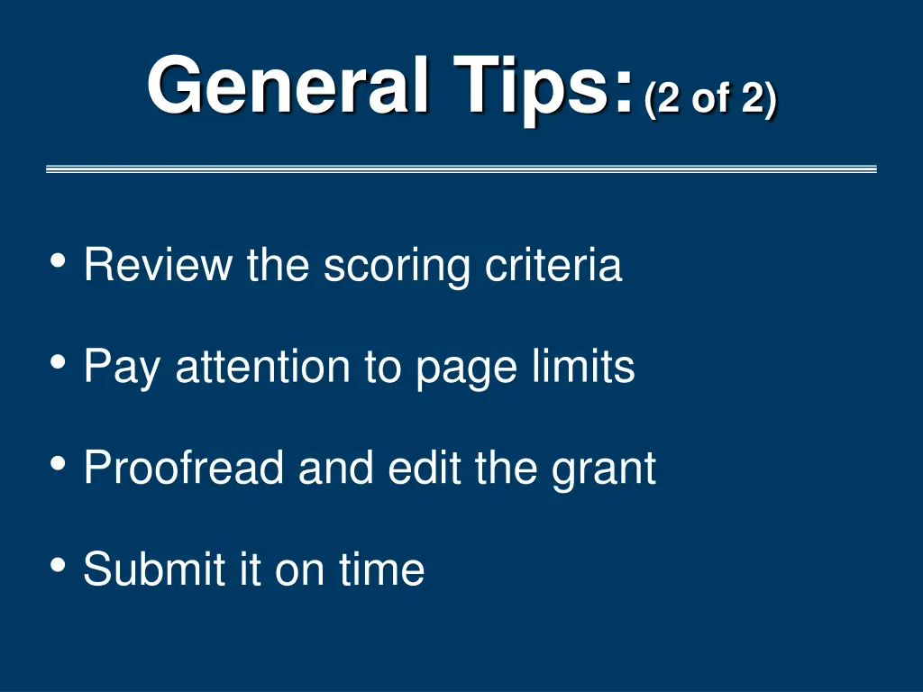 general tips 2 of 2