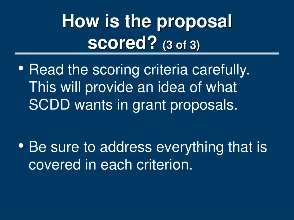 how is the proposal scored 3 of 3