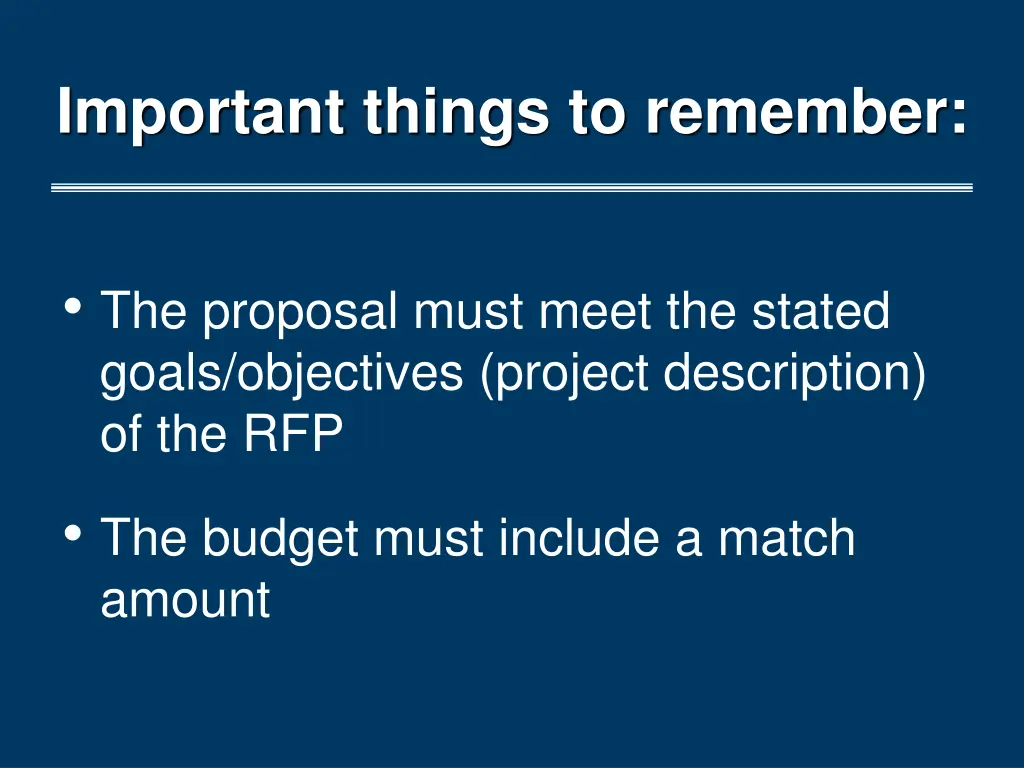 important things to remember