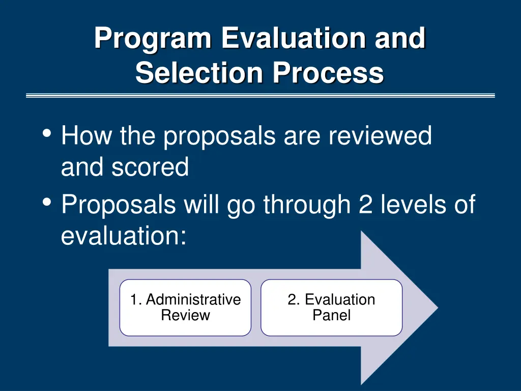 program evaluation and selection process