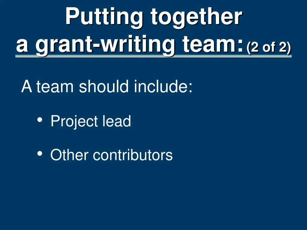 putting together a grant writing team 2 of 2