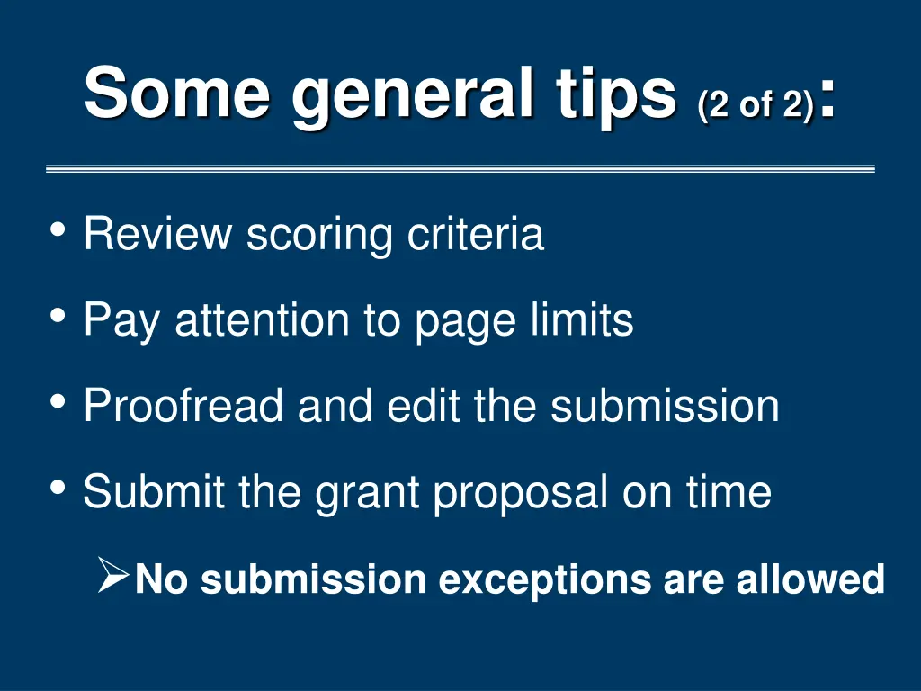 some general tips 2 of 2