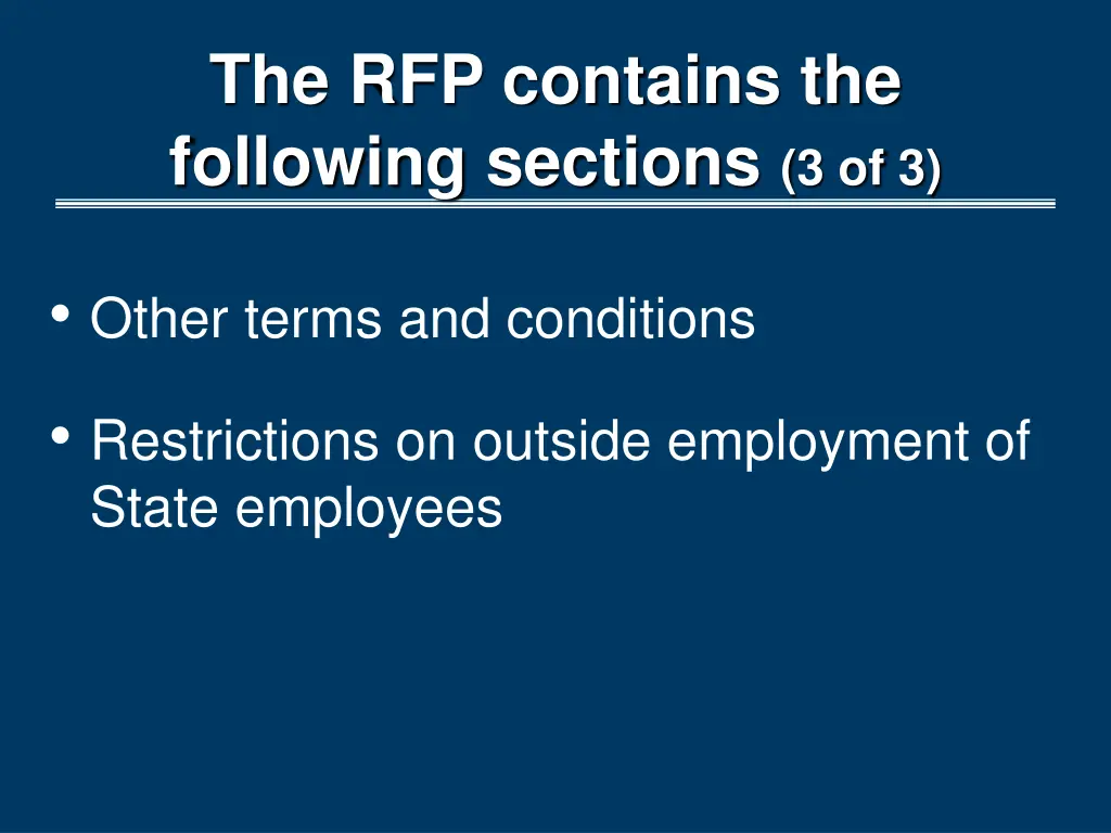the rfp contains the following sections 3 of 3