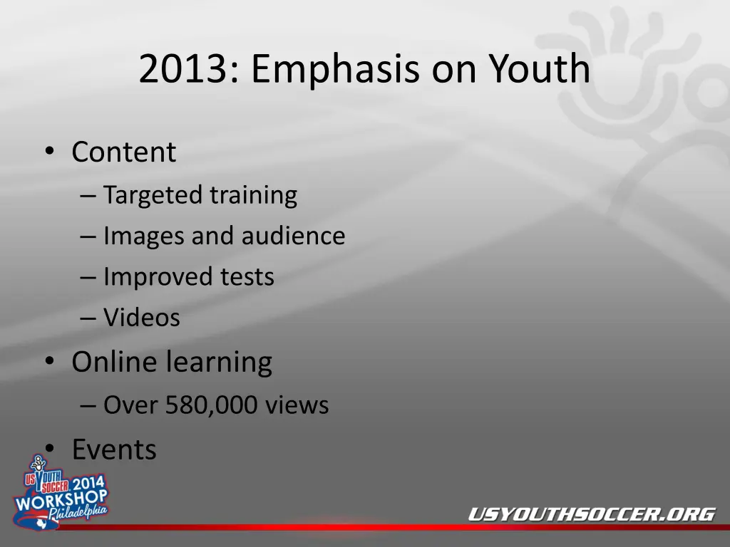 2013 emphasis on youth