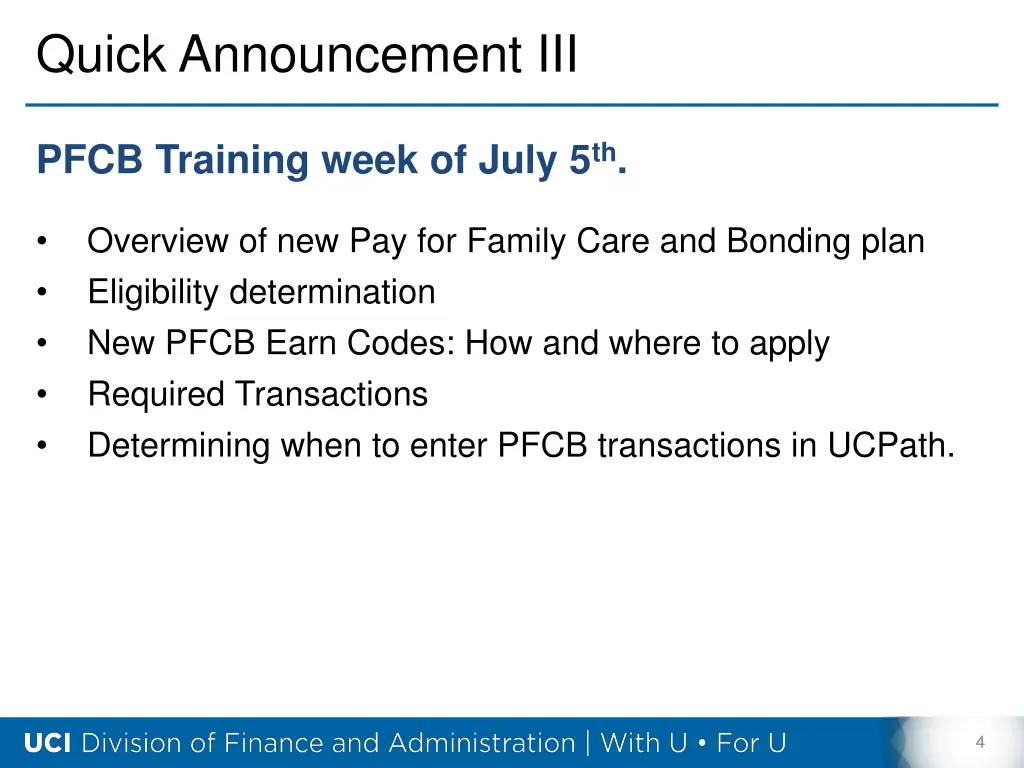 quick announcement iii