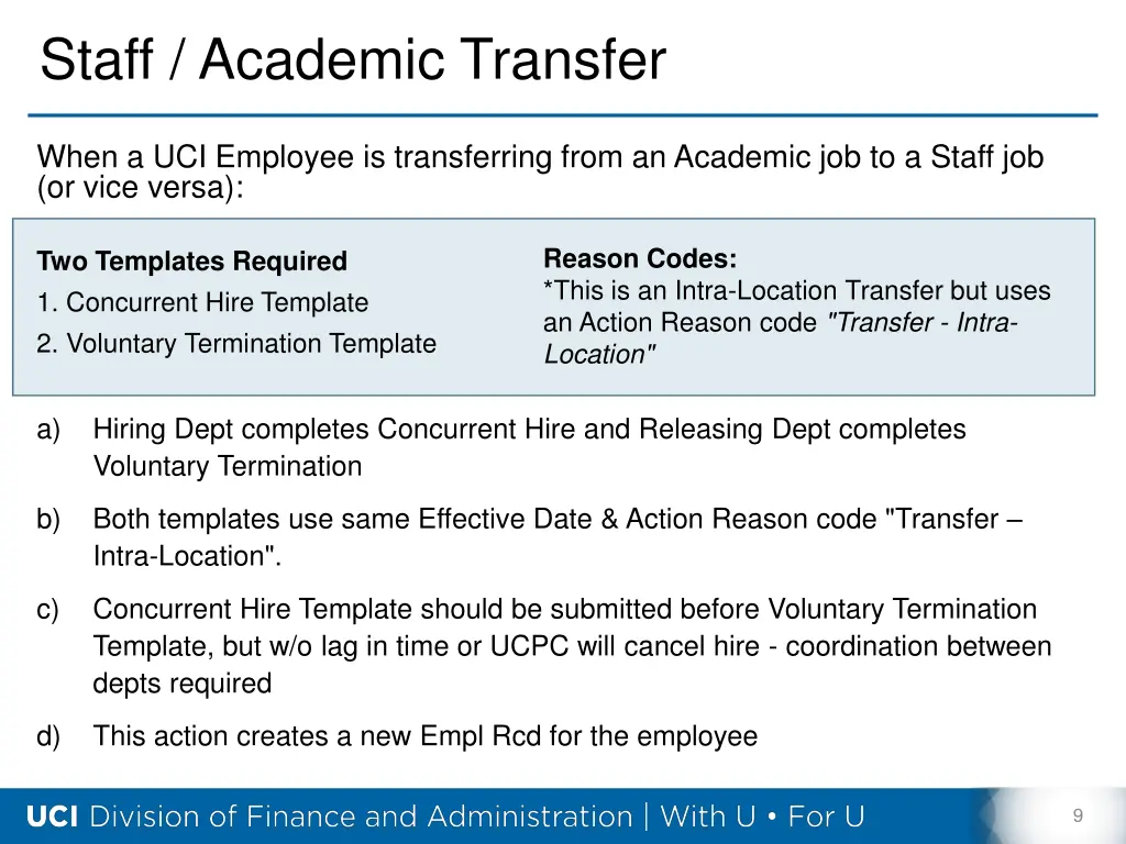 staff academic transfer