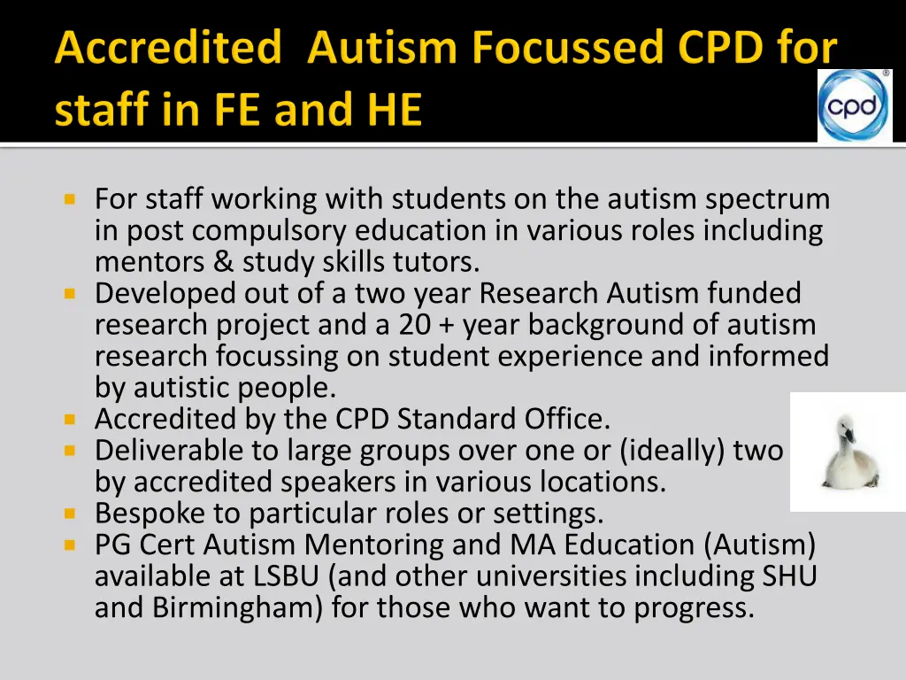 for staff working with students on the autism