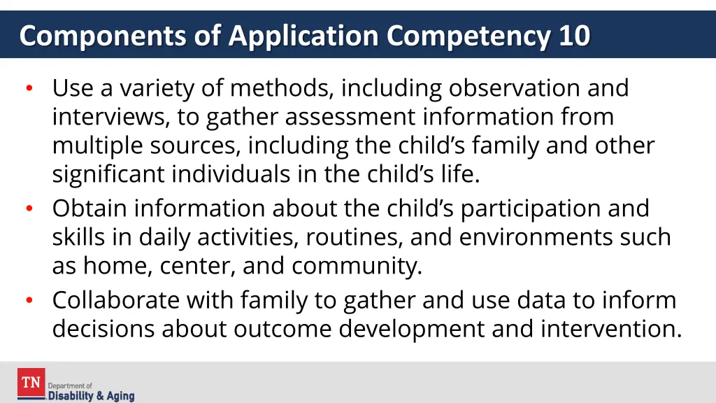 components of application competency 10 1
