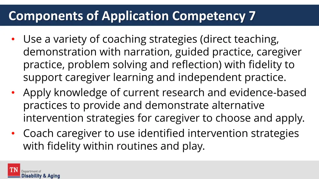 components of application competency 7 1