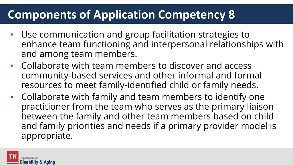 components of application competency 8 1