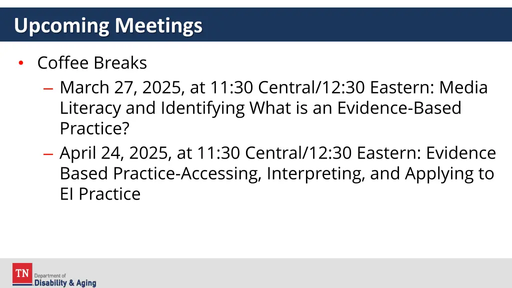 upcoming meetings 1