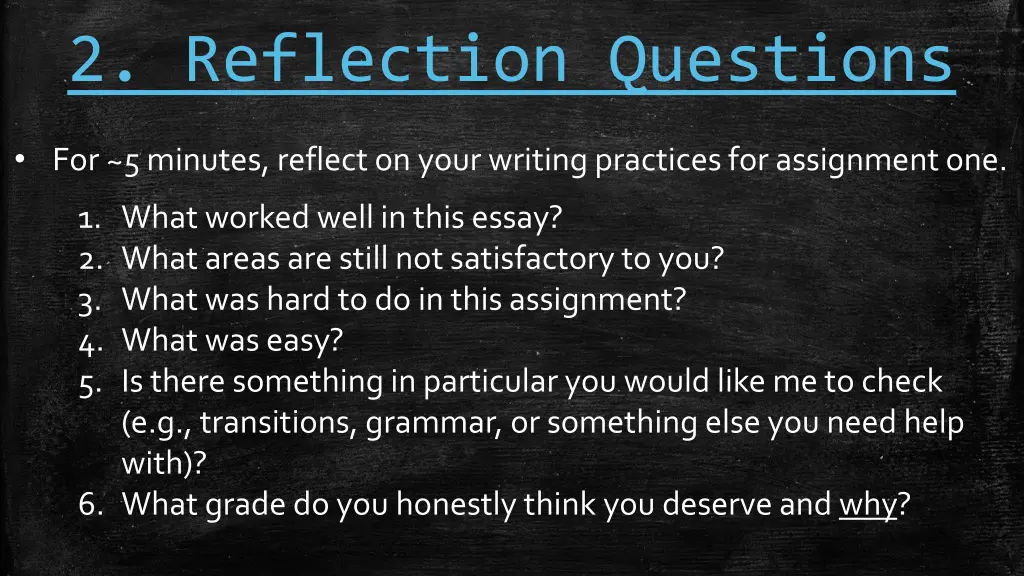 2 reflection questions