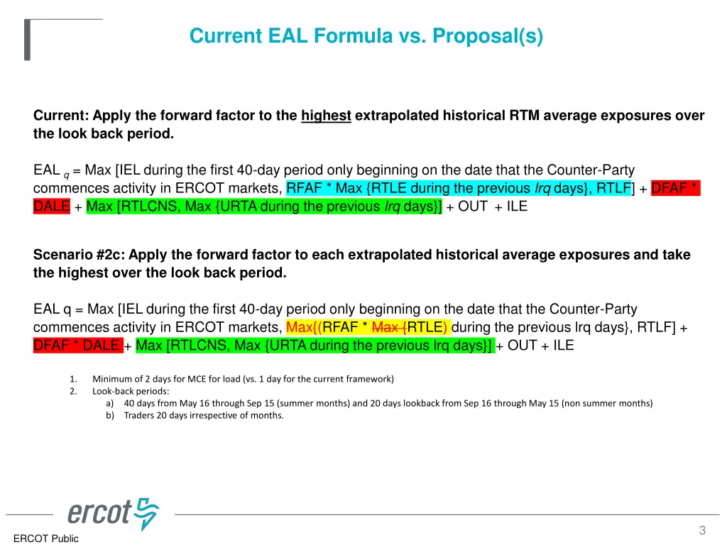 current eal formula vs proposal s 1