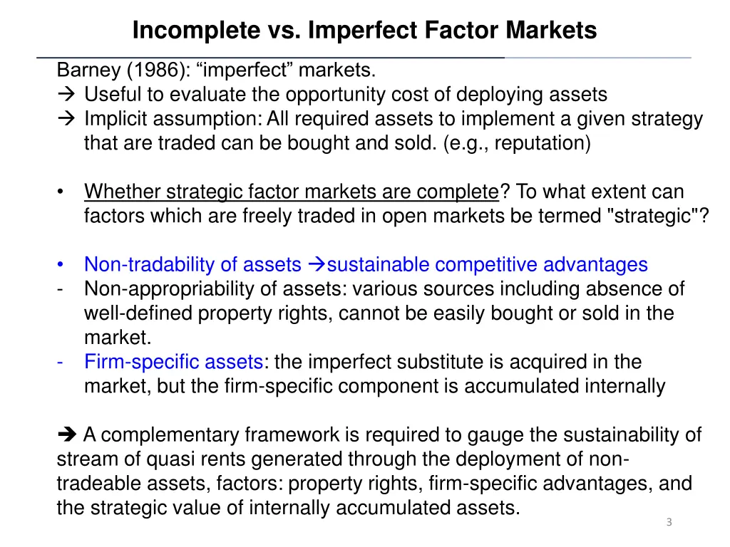 incomplete vs imperfect factor markets
