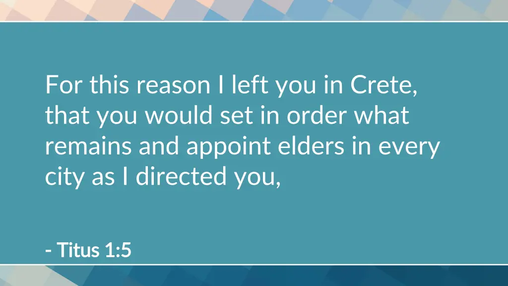 for this reason i left you in crete that