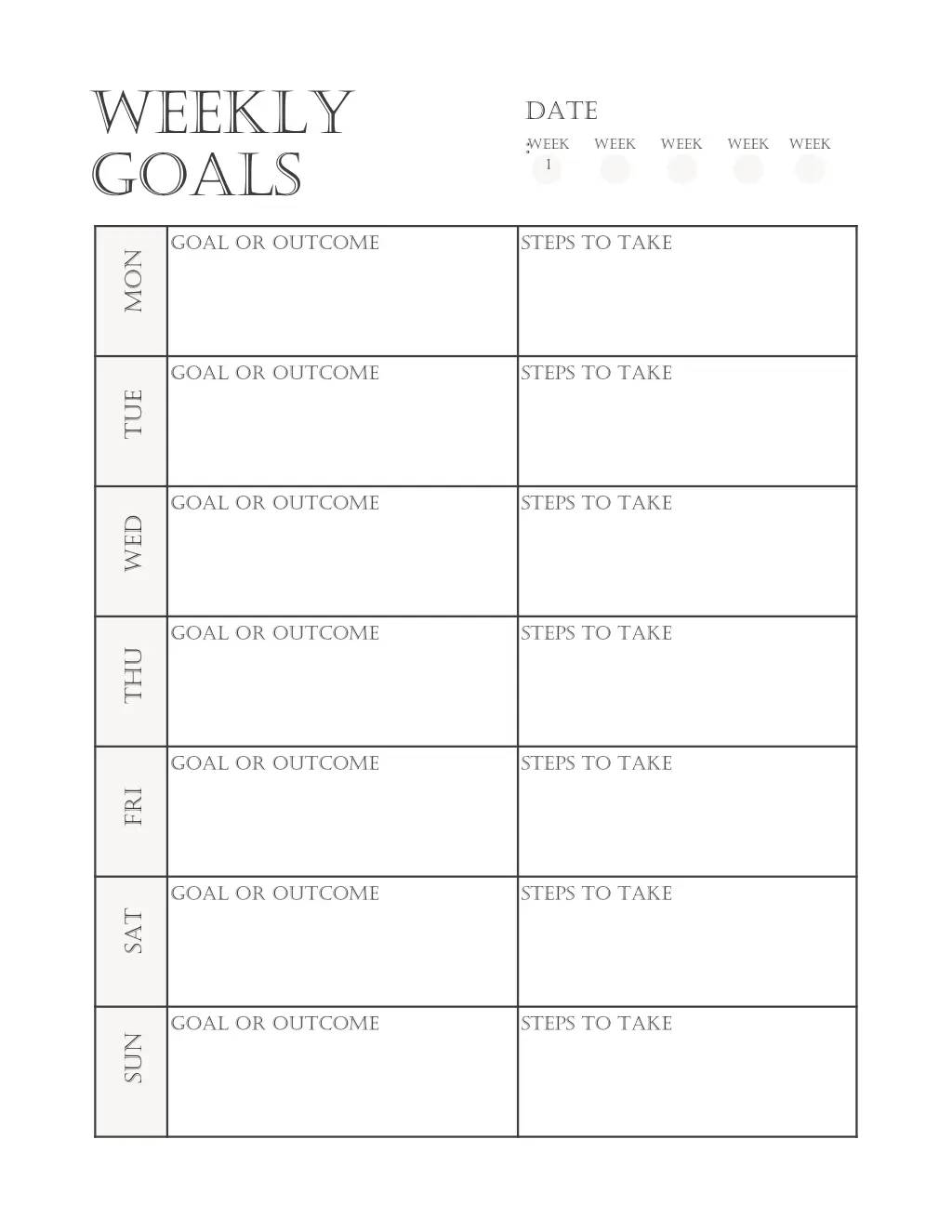 weekly goals