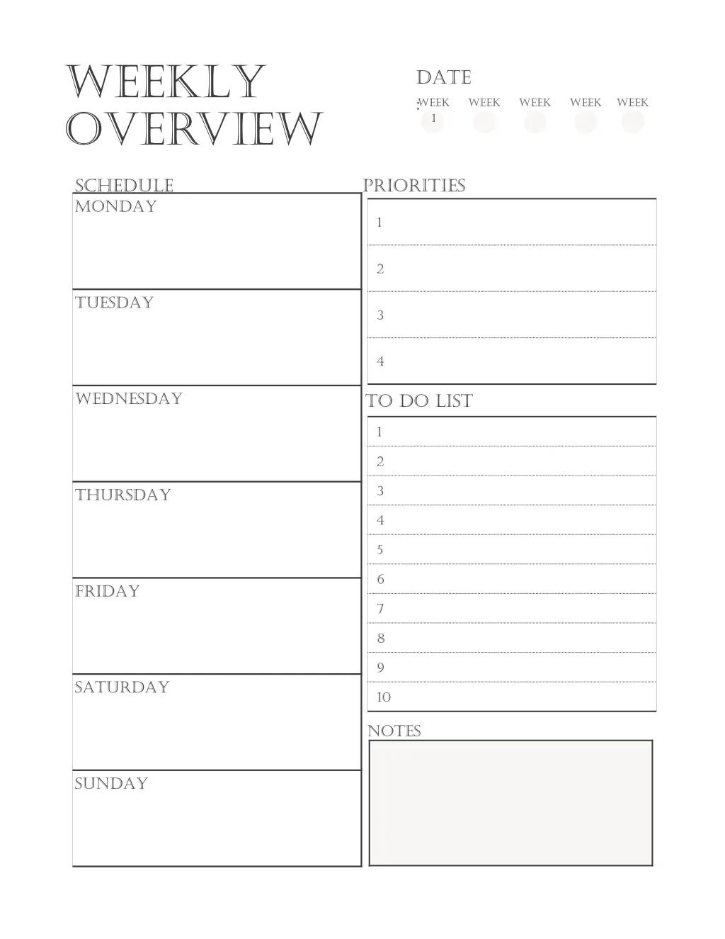 weekly overview