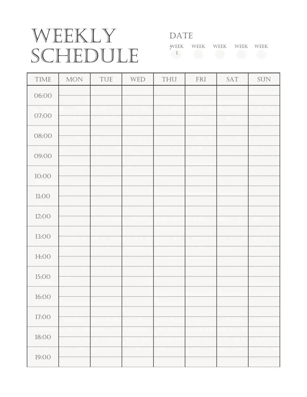 weekly schedule