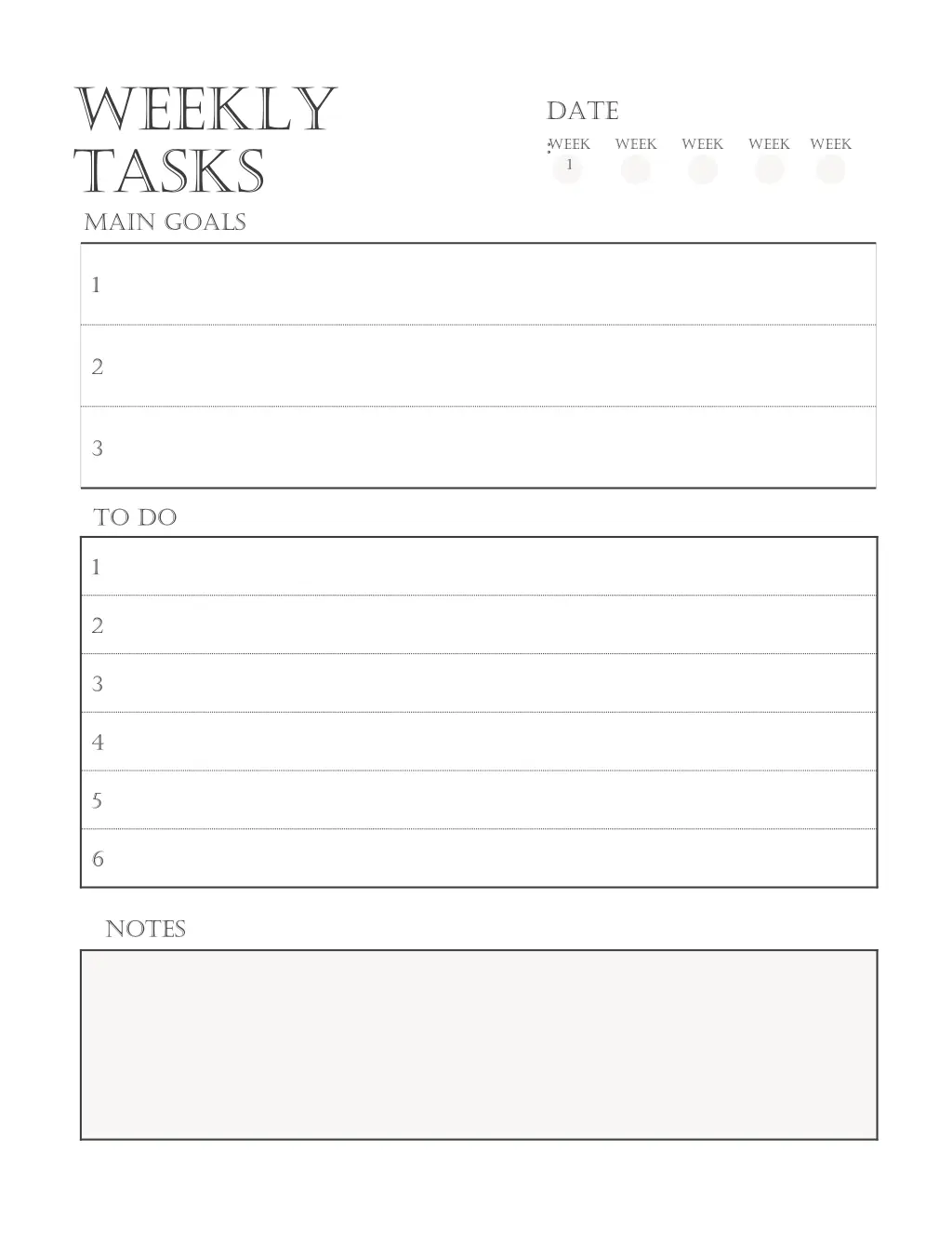 weekly tasks