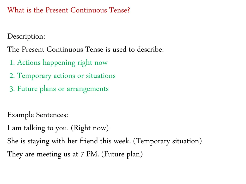 what is the present continuous tense