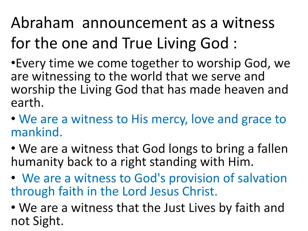 abraham announcement as a witness