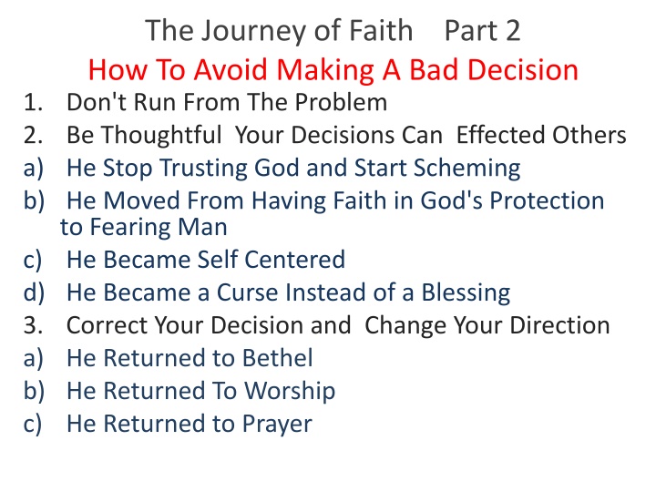 the journey of faith part 2 how to avoid making