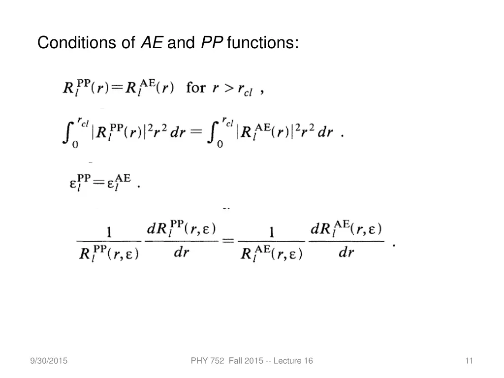 conditions of ae and pp functions