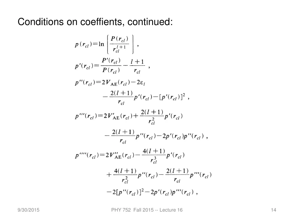 conditions on coeffients continued