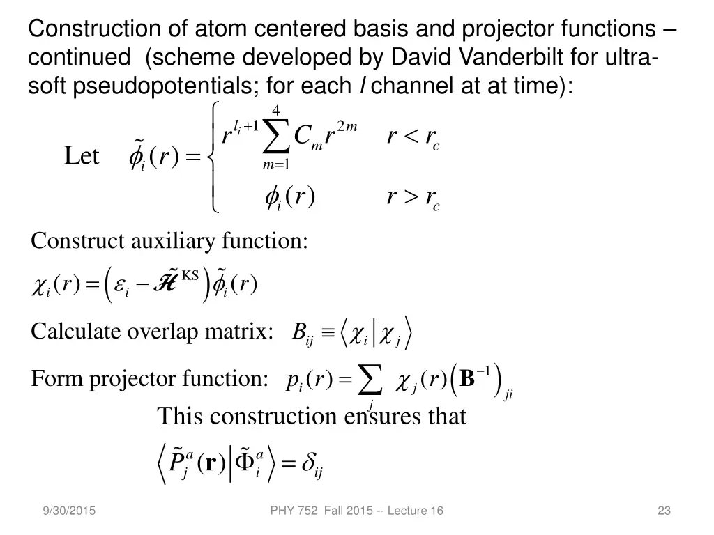 construction of atom centered basis and projector 1