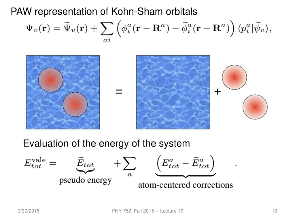 paw representation of kohn sham orbitals