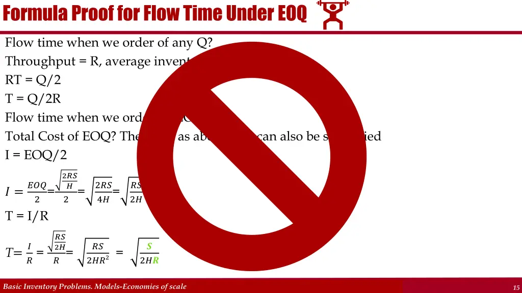 formula proof for flow time under eoq