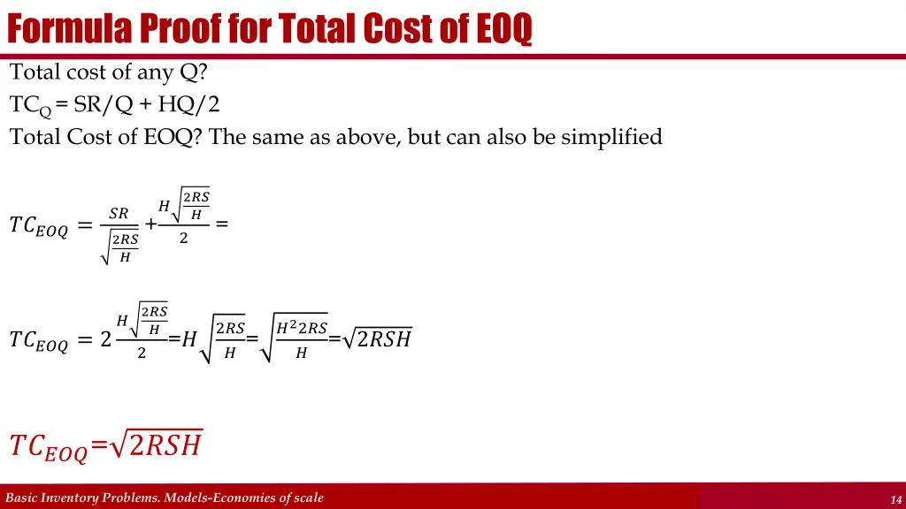 formula proof for total cost of eoq total cost