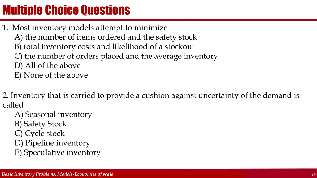 multiple choice questions