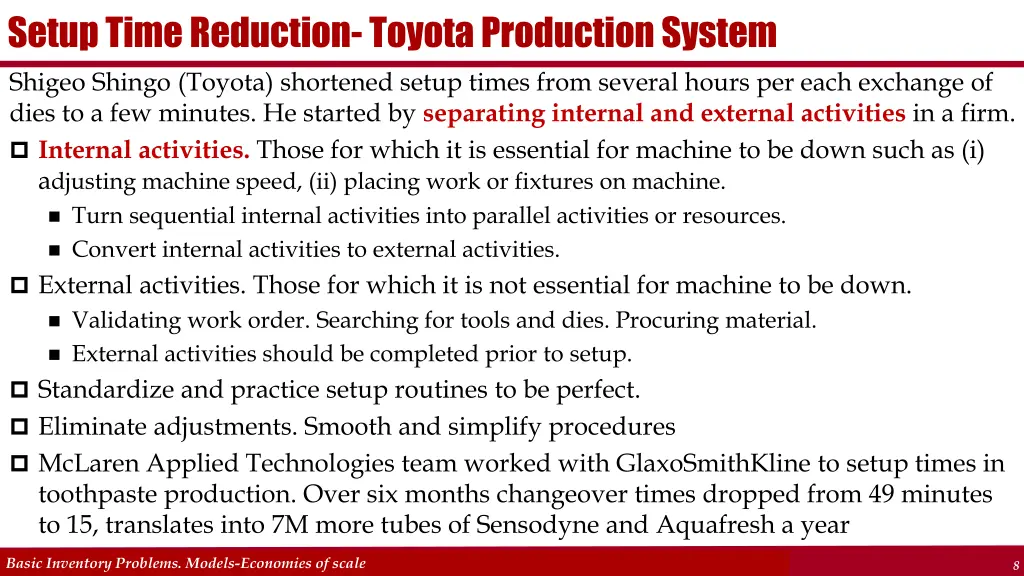 setup time reduction toyota production system