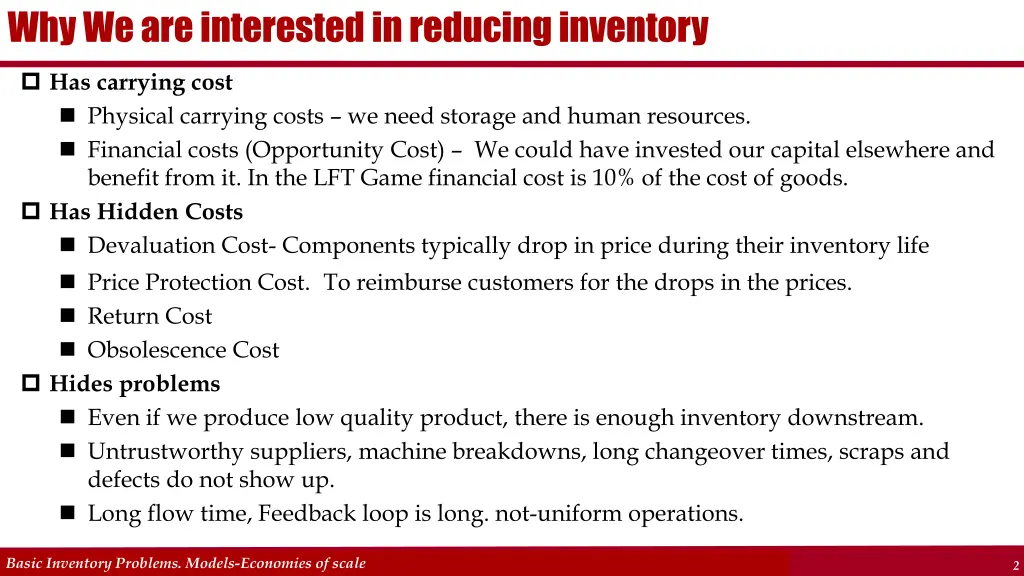 why we are interested in reducing inventory